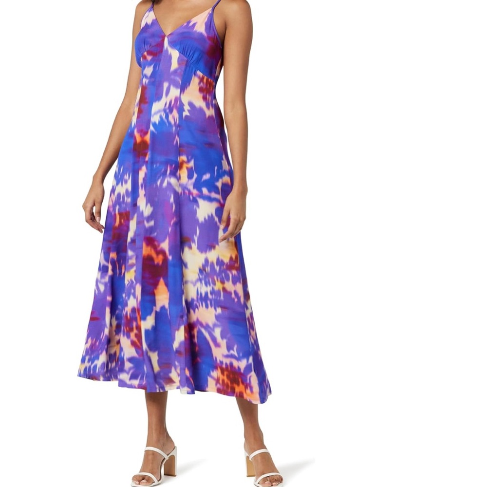 Purple and Blue Spaghetti Strap Midi Sundress